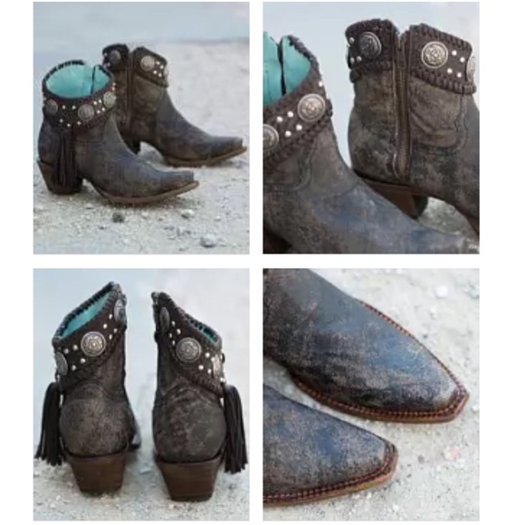 NWOB Corral Fringe Concho Indie Spirit Ankle Boot Turquoise AB104 Bootie 9.5 - Picture 1 of 16